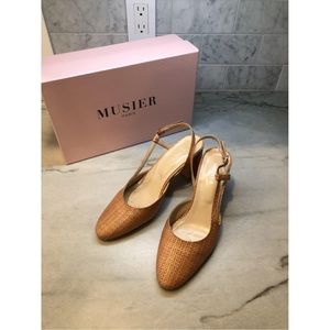 MUSIER Woven Slingback Heels